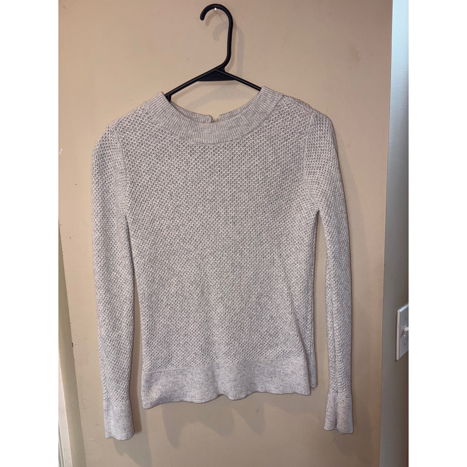 Loft Womens Light Gray Textured Cotton Knit Sweater Keyhole Back Xs 482373